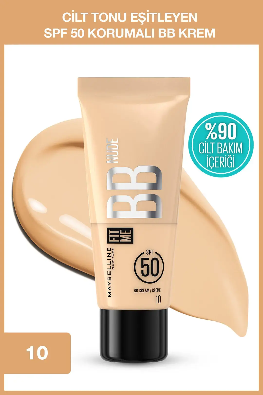 Maybelline Fit Me Nude Cilt Bakımı Etkili Nemlendirici SPF50 BB Krem - 10