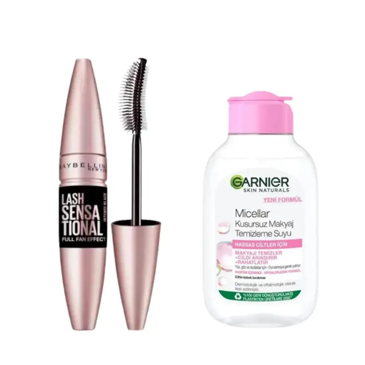 Maybelline Lash Sensational Maskara+Garnier Micellar Kusursuz Makyaj Temizleme Suyu