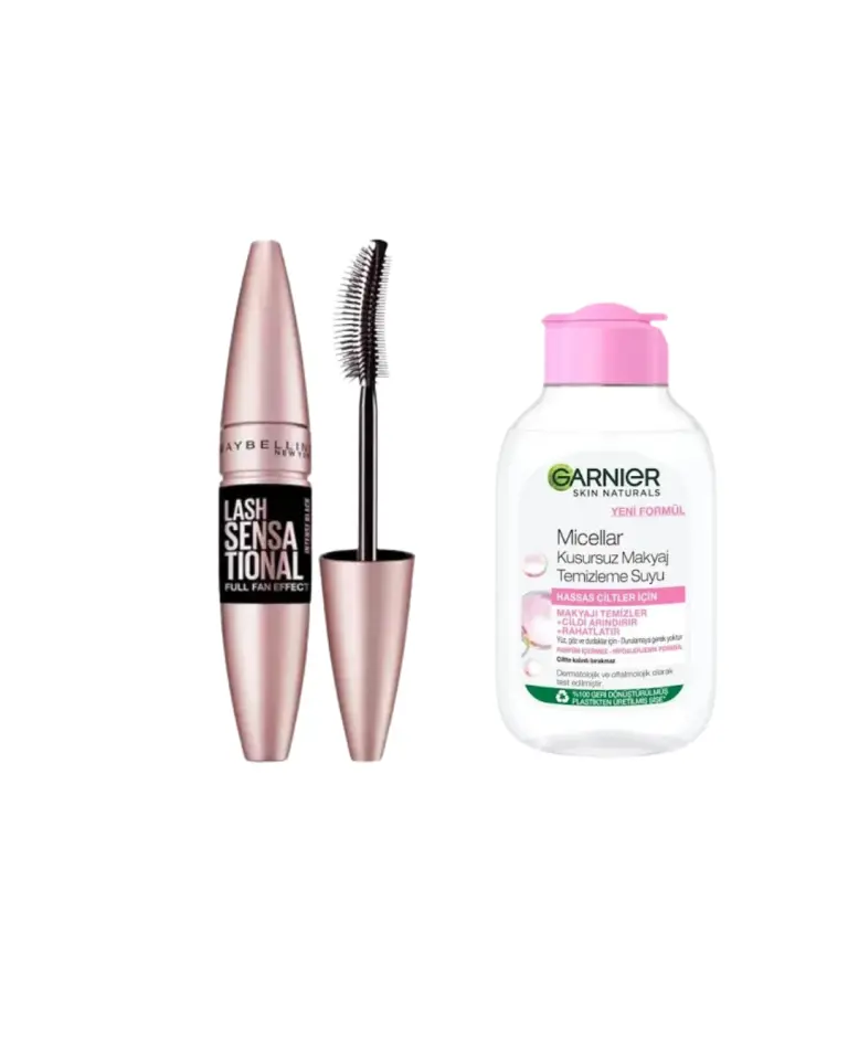 Maybelline Lash Sensational Maskara+Garnier Micellar Kusursuz Makyaj Temizleme Suyu