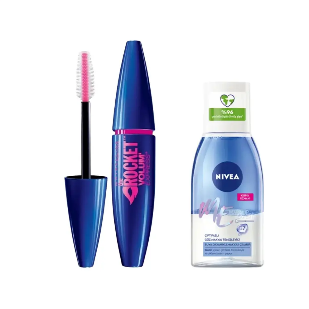 Maybelline New York Maskara Rocket Maskara+Nivea Çift Fazlı Göz Makyaj Temizleyici