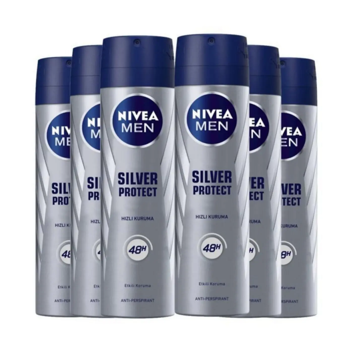 Nivea Men Silver Protect Etkili Koruma Erkek Sprey Deodorant 150 ml x 6 Adet Avantaj Paket