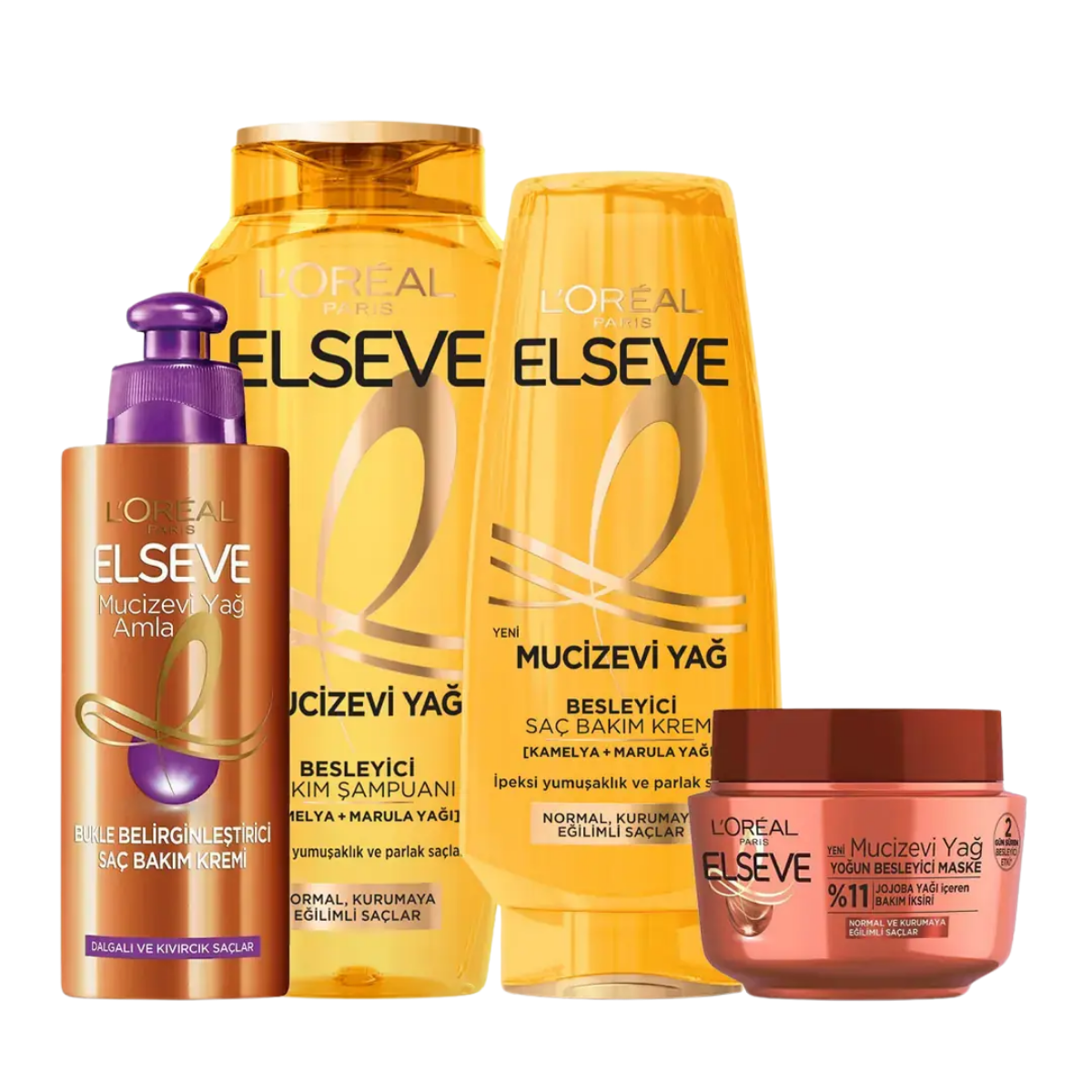 Elseve Miracle Oil Saç Bakım Seti(Şampuan + Saç Kremi + Bukle Belirginleştirici+ Saç Maskesi)