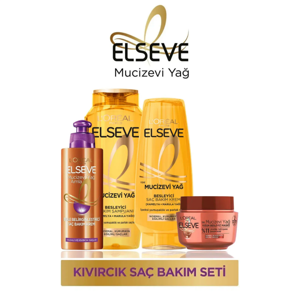 Elseve Miracle Oil Saç Bakım Seti(Şampuan + Saç Kremi + Bukle Belirginleştirici+ Saç Maskesi)