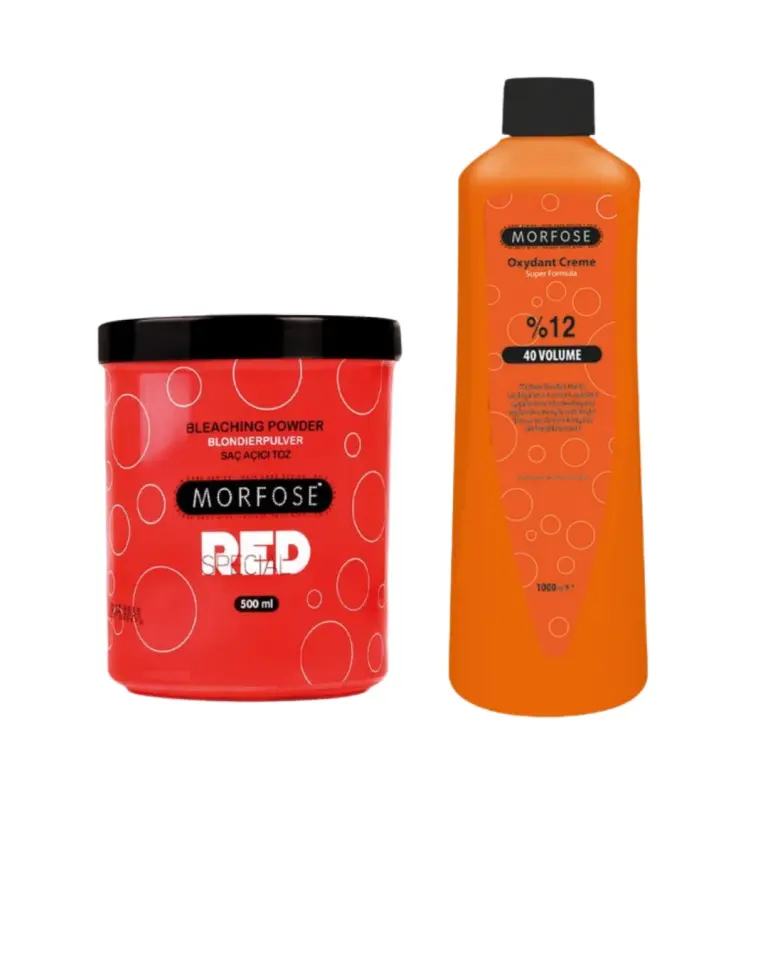 Morfose Kırmızı Toz Saç Açıcı 500gr + Morfose Oksidan Krem 40 Volume 1000 ml