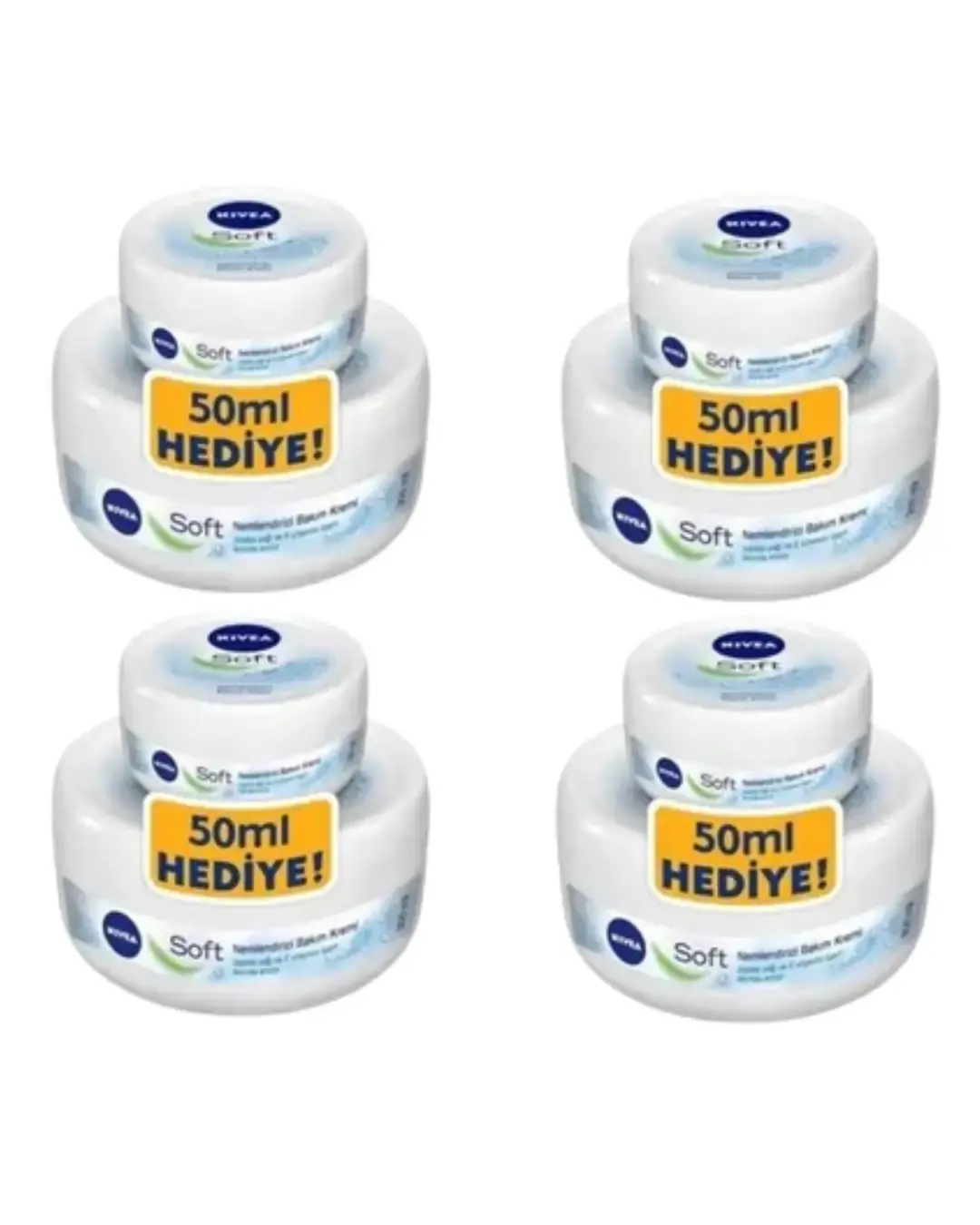 Nemlendirici Soft Bakım Kremi , El Yüz Vücut, Besleyici, Jojoba Yağı, E Vitamini 300 + 50 ml 4 ADET