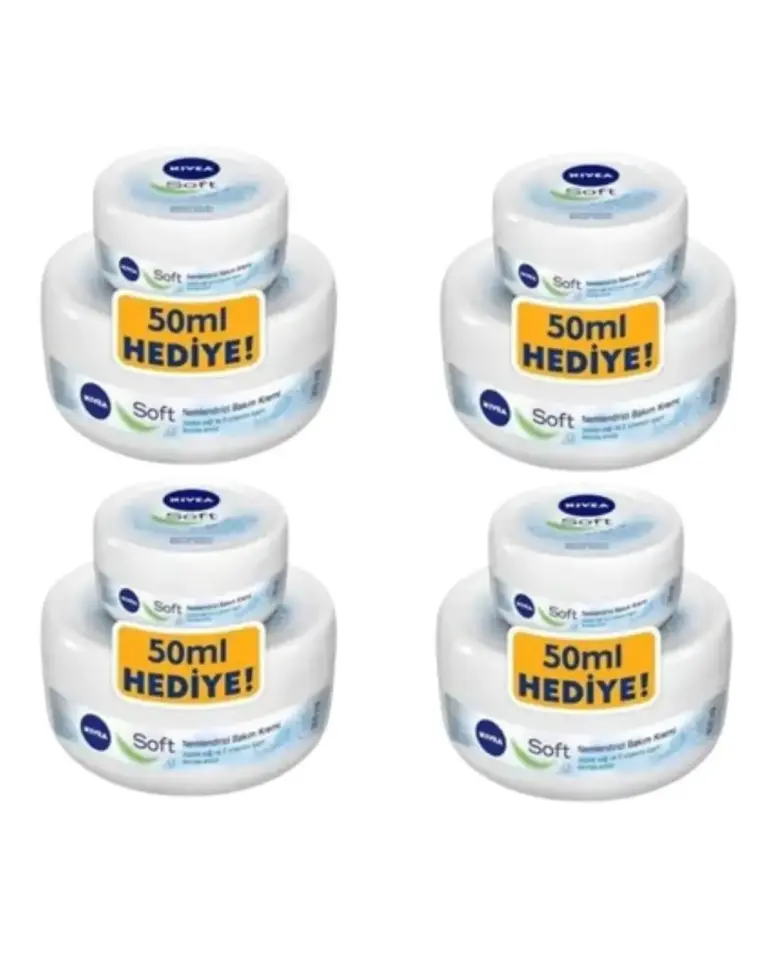 Nemlendirici Soft Bakım Kremi , El Yüz Vücut, Besleyici, Jojoba Yağı, E Vitamini 300 + 50 ml 4 ADET