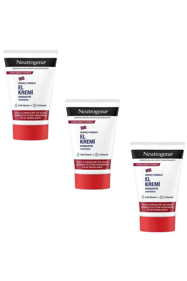 Neutrogena Norveç Formülü Parfümsüz El Kremi 50 ml 3 Adet
