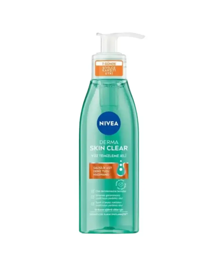 Nivea Derma Skin Clear Sivilce Karşıtı Yüz Temizleme Jeli 150ml, Gözenek Arındırıcı, Yağlı ve Karma Cilt