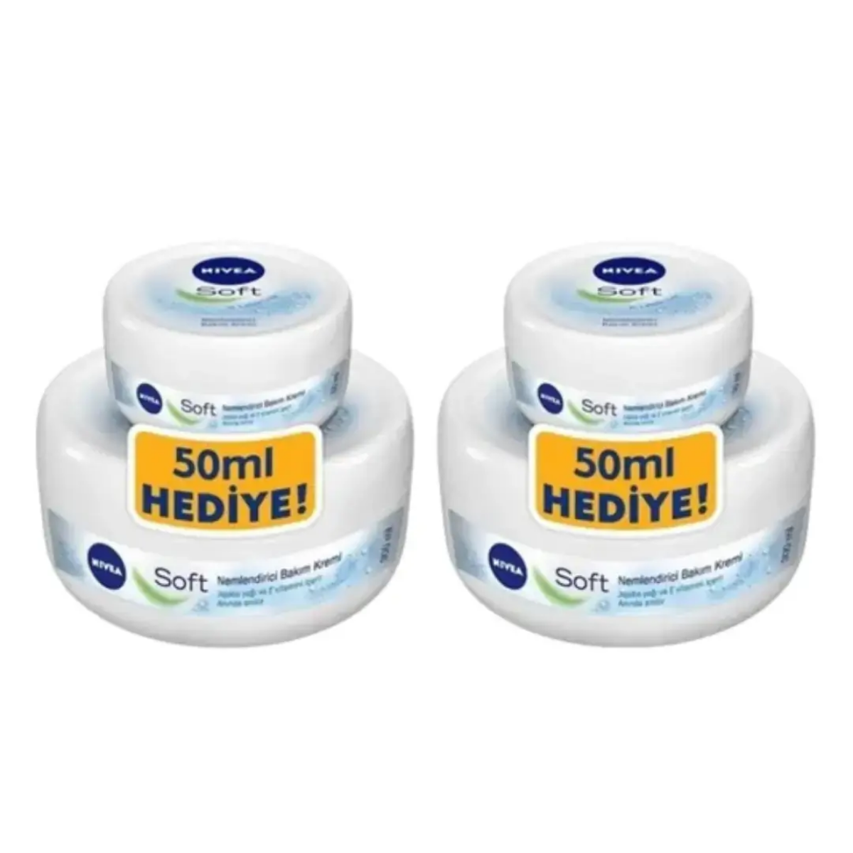 Nivea Nemlendirici Soft Bakım Kremi , El Yüz Vücut, Besleyici, Jojoba Yağı, E Vitamini 300 + 50 ml 2 ADET