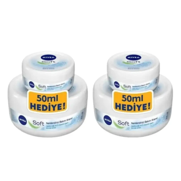 Nivea Nemlendirici Soft Bakım Kremi , El Yüz Vücut, Besleyici, Jojoba Yağı, E Vitamini 300 + 50 ml 2 ADET