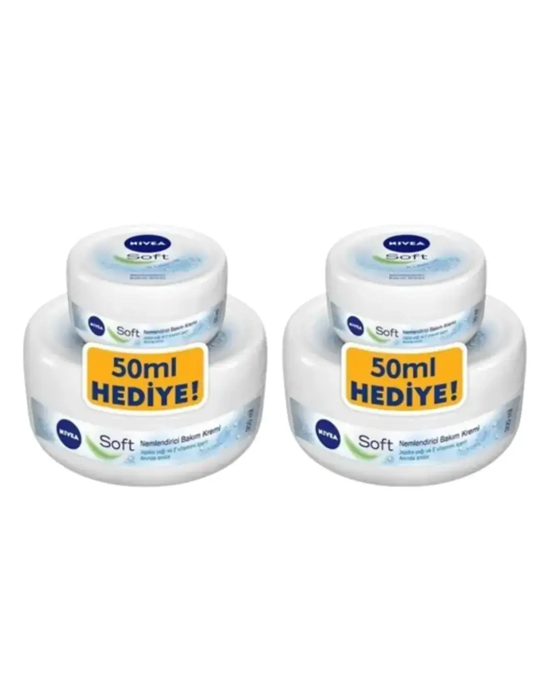 Nivea Nemlendirici Soft Bakım Kremi , El Yüz Vücut, Besleyici, Jojoba Yağı, E Vitamini 300 + 50 ml 2 ADET