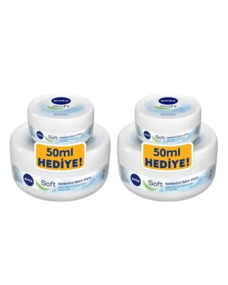 Nivea Nemlendirici Soft Bakım Kremi , El Yüz Vücut, Besleyici, Jojoba Yağı, E Vitamini 300 + 50 ml 2 ADET