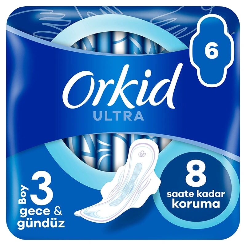 Orkid Ultra Gece (Boy 3) Kanatlı Hijyenik Ped 6 Ped
