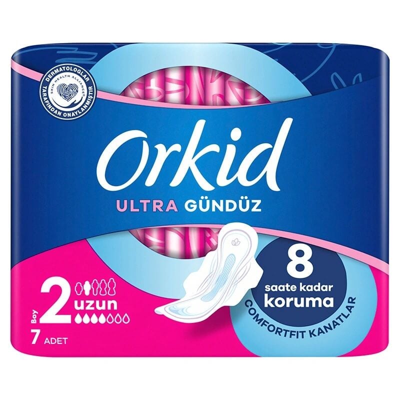 Orkid Ultra Uzun (Boy 2) Kanatlı Hijyenik Ped 7 Ped