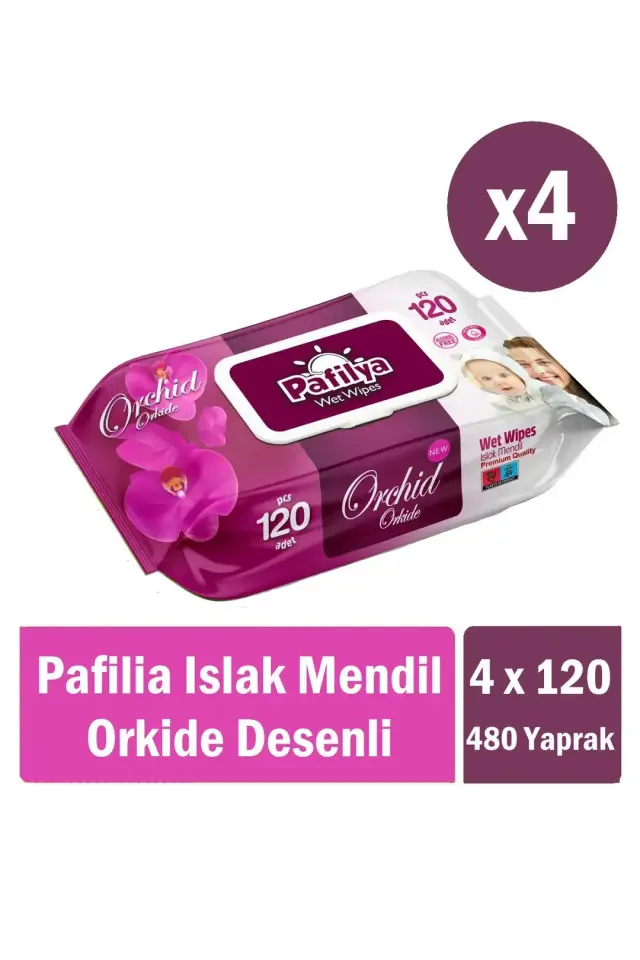 Orkide Desenli Islak Havlu Mendil 4x120 (480 YAPRAK)