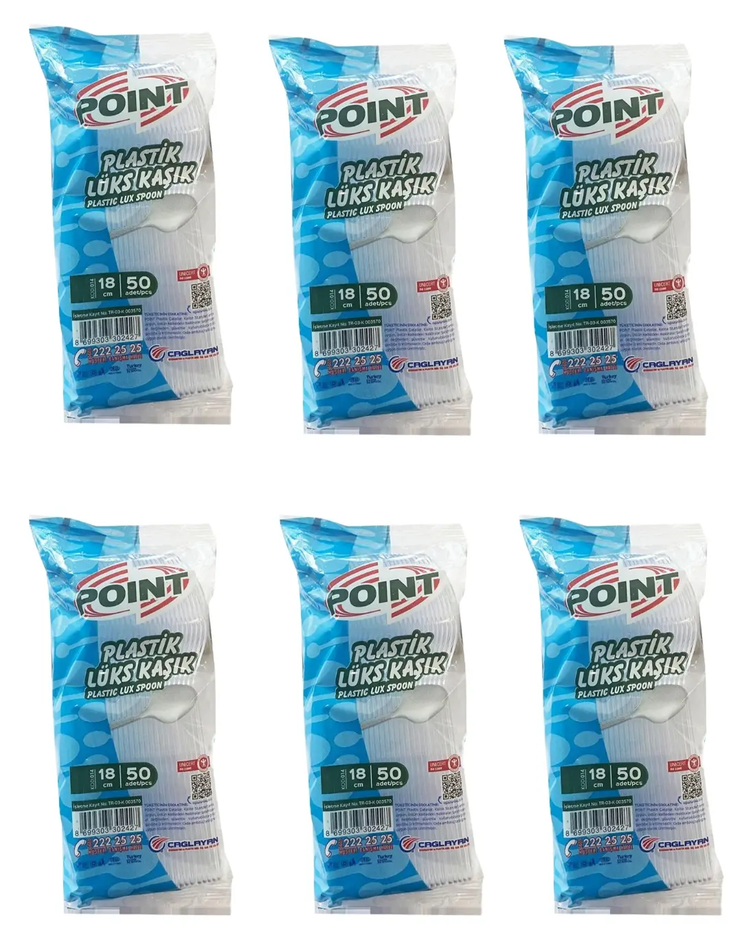 POİNT PLASTİK LÜX ŞEFFAF KAŞIK - 18 Cm. - 3.2 Gr. - 50 ADET 6 PAKET