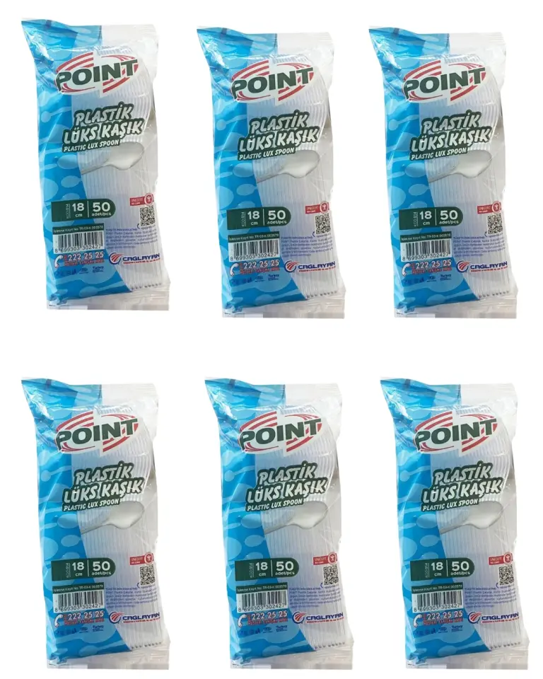 POİNT PLASTİK LÜX ŞEFFAF KAŞIK - 18 Cm. - 3.2 Gr. - 50 ADET 6 PAKET