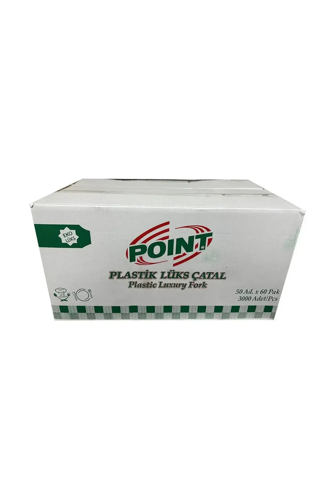 Point Plastik Lüx Şeffaf Çatal - 18 Cm. - 3.2 Gr. - 3000 Adet - Koli