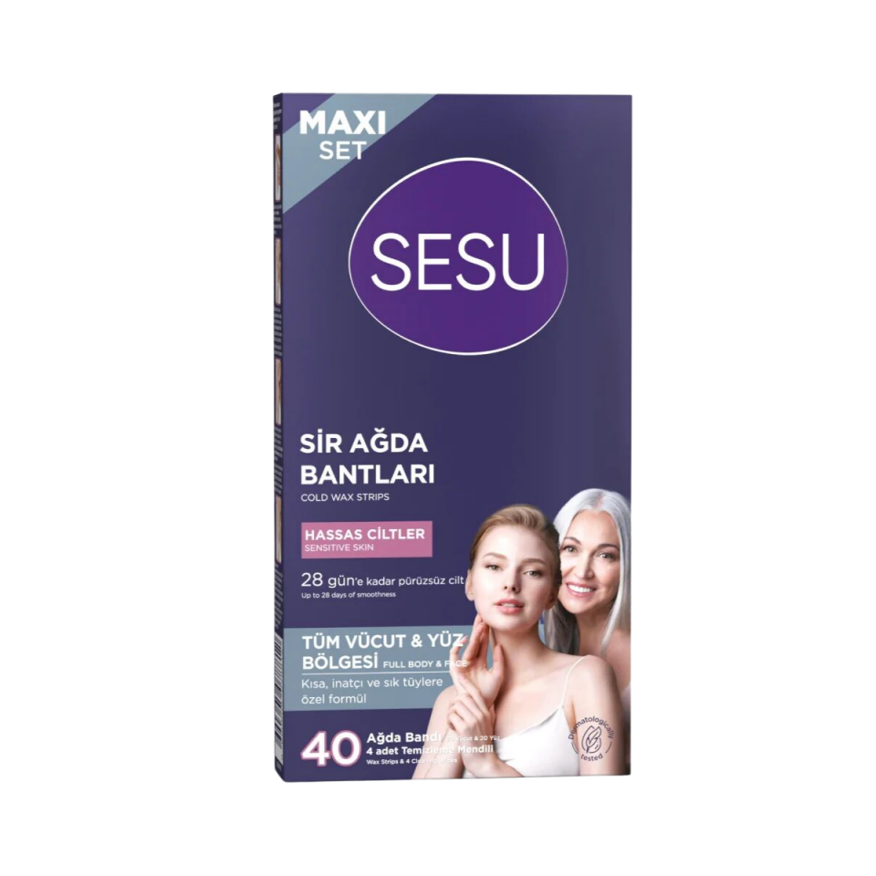 Sesu Yüz ve Vücut Ağda Bandı Hassas Ciltler 40'li