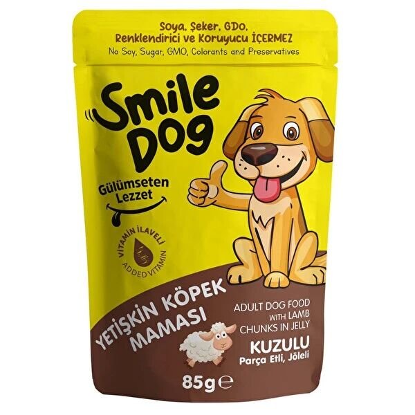 Smile Dog Pouch Yetişkin Köpek Maması Kuzulu 85 g