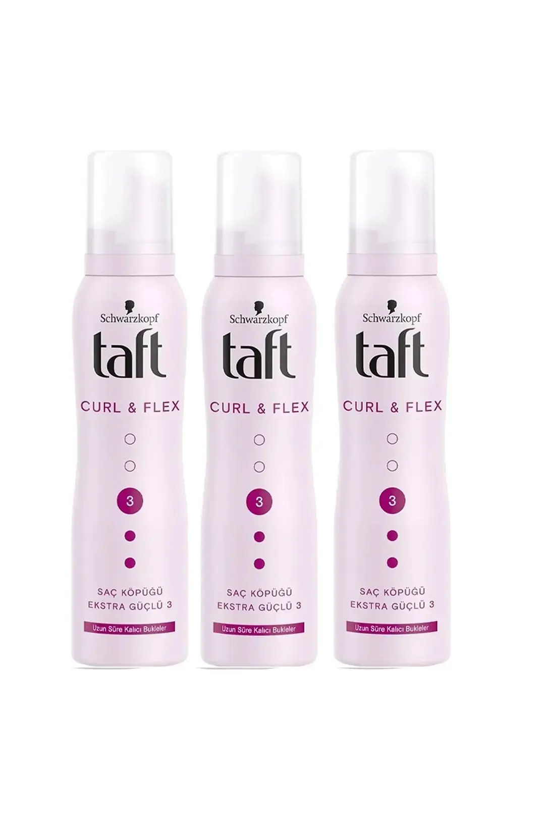 Taft Saç Köpüğü Curl & Flex Ekstra Güçlü 3 Uzun Süre Kalıcı Bukleler 150 Ml X 3 Adet