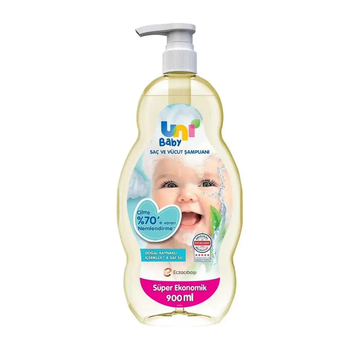 Uni Baby Bebek Saç ve Vücut Şampuanı 900ML Klasik (Pompalı) Süper Ekonomik Pk