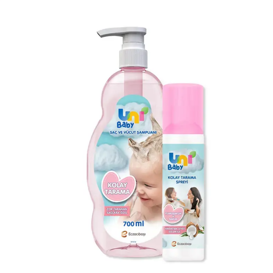 Uni Baby Kolay Tarama Saç Ve Vücut Şampuanı 700 ml + Uni Baby Kolay Tarama Spreyi 200ml