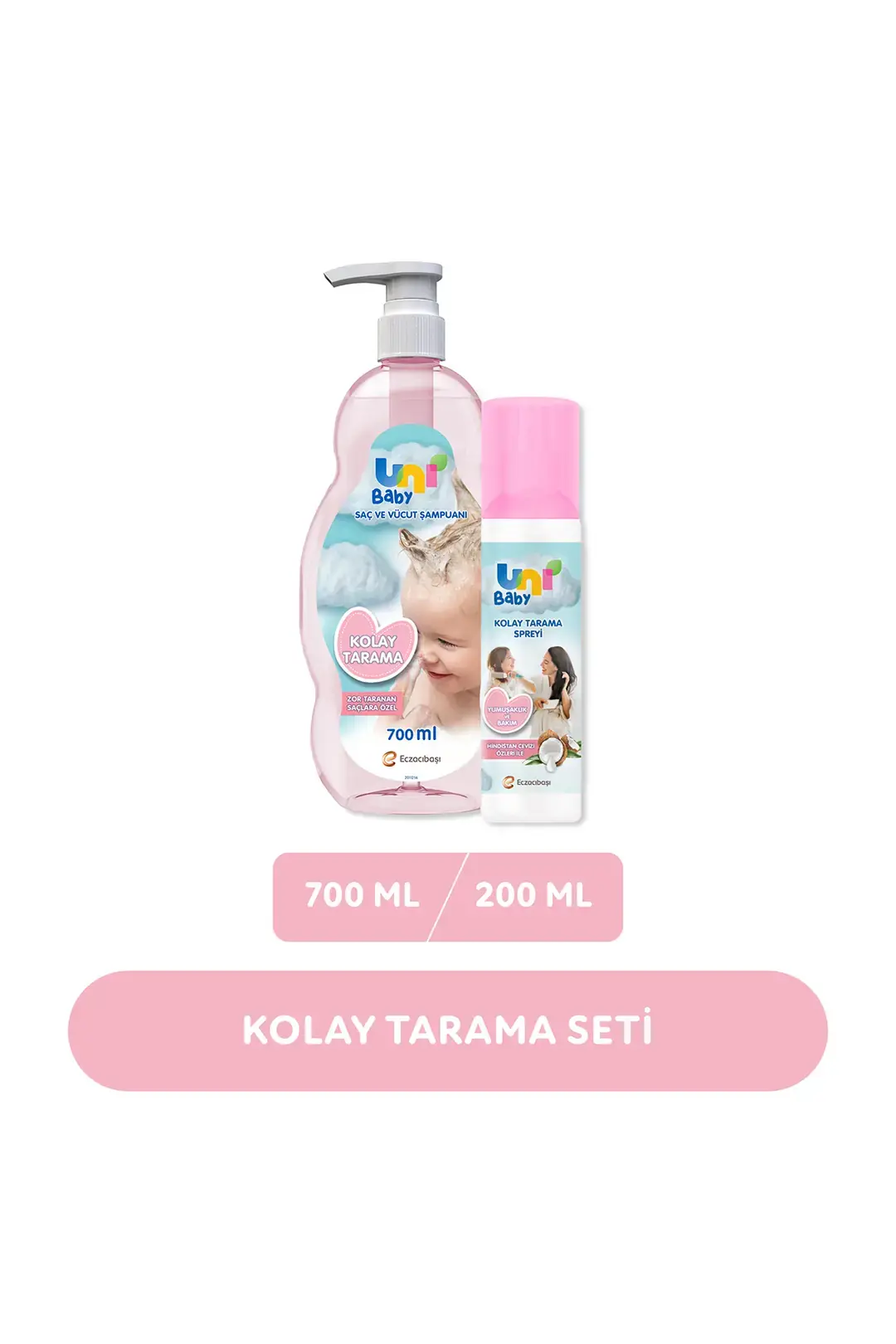 Uni Baby Kolay Tarama Saç Ve Vücut Şampuanı 700 ml + Uni Baby Kolay Tarama Spreyi 200ml