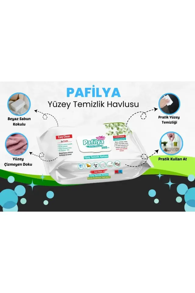 Yüzey Temizlik Havlusu Beyaz Sabun Kokulu-karbonat Ve Sirkeli 102 Yaprak (15 Lİ SET)