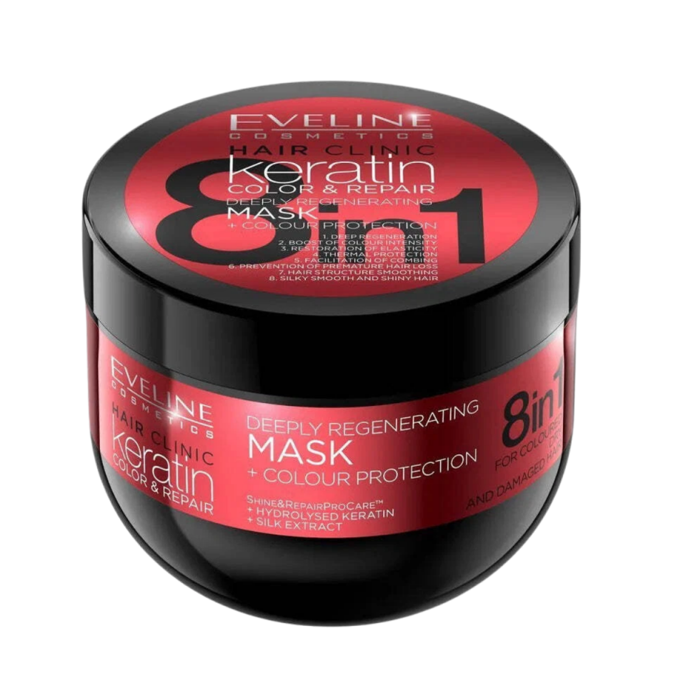 Eveline Hair Clinic Keratin 8 In 1 Deeply Regenerating Mask 500ml