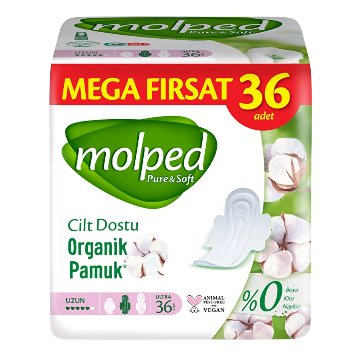 Molped Pure & Soft Mega Paket Uzun Hijyenik Ped 36'lı