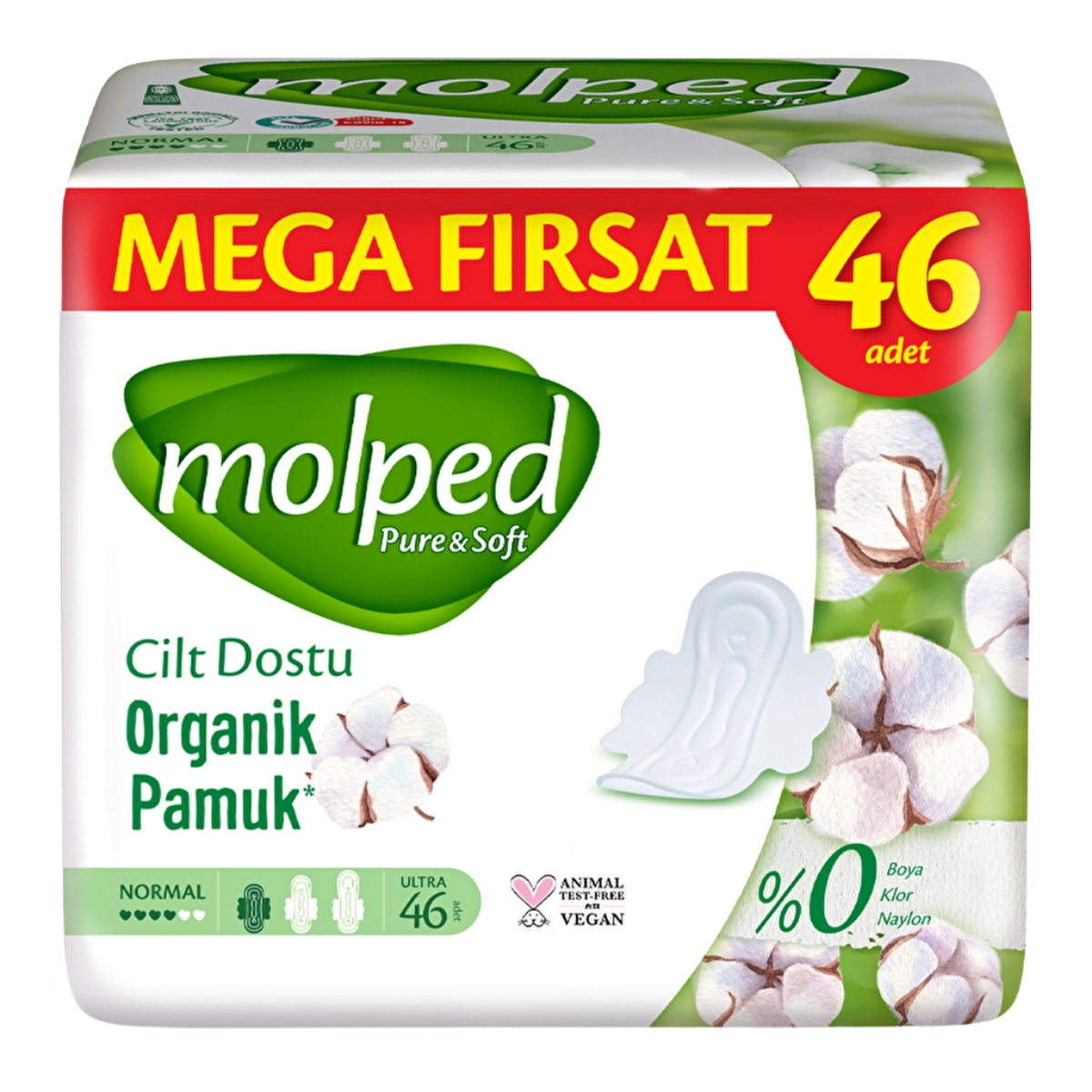 Molped Pure & Soft Mega Paket Normal Hijyenik Ped 46'lı