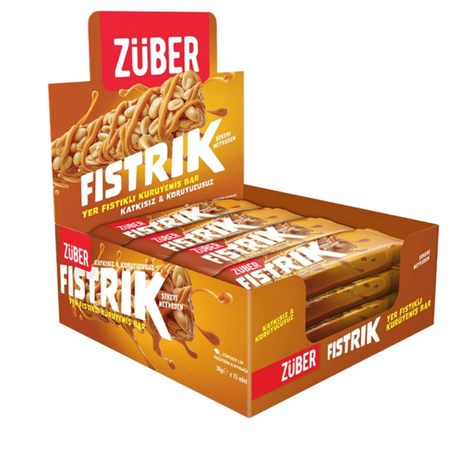 Züber Fıstrık Yer Fıstıklı Kuruyemiş Bar 30 Gr 15 AD.