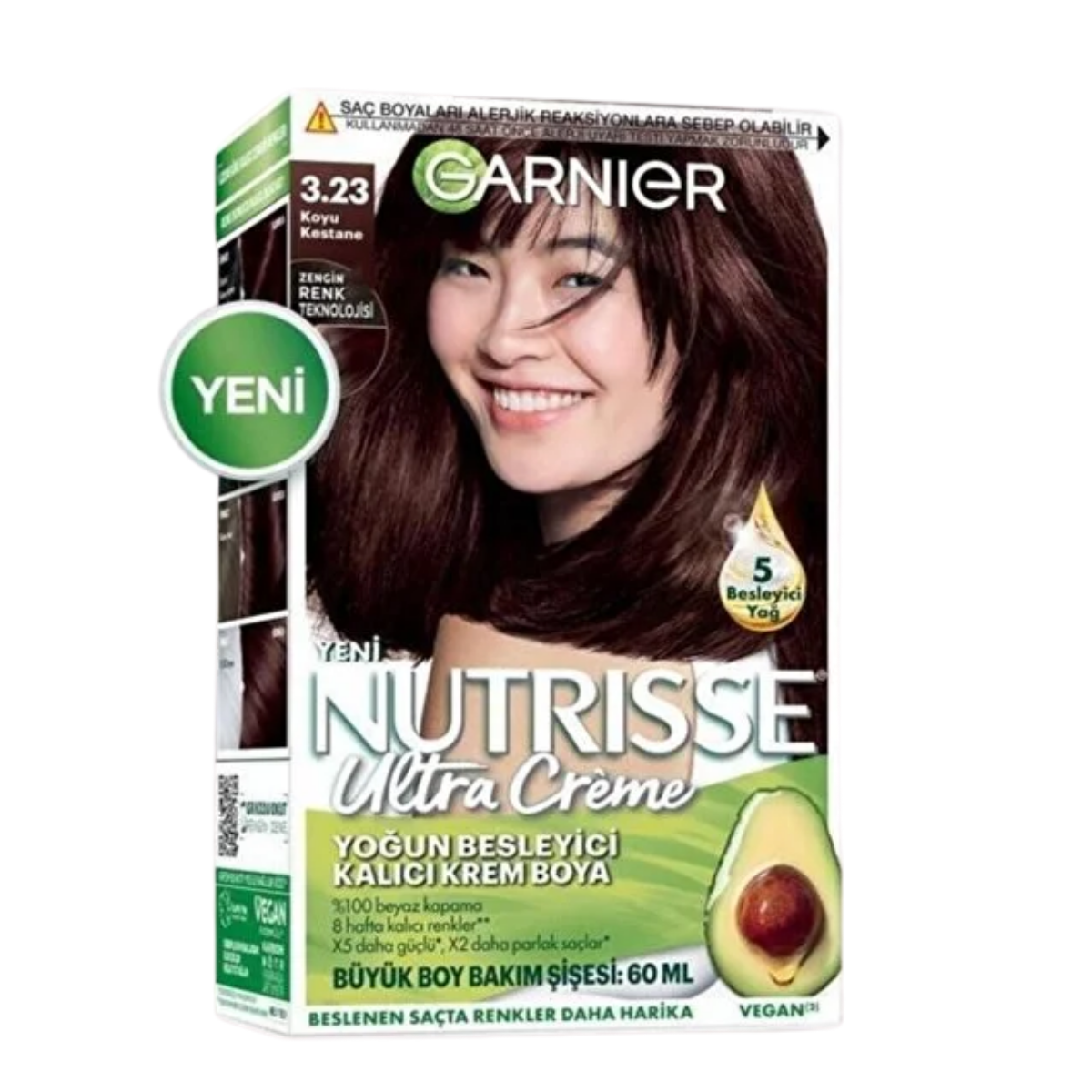 Garnier Nutrisse Yoğun Besleyici Kalıcı Krem Saç Boyası Koyu Kestane 3.23