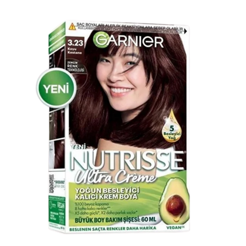 Garnier Nutrisse Yoğun Besleyici Kalıcı Krem Saç Boyası Koyu Kestane 3.23