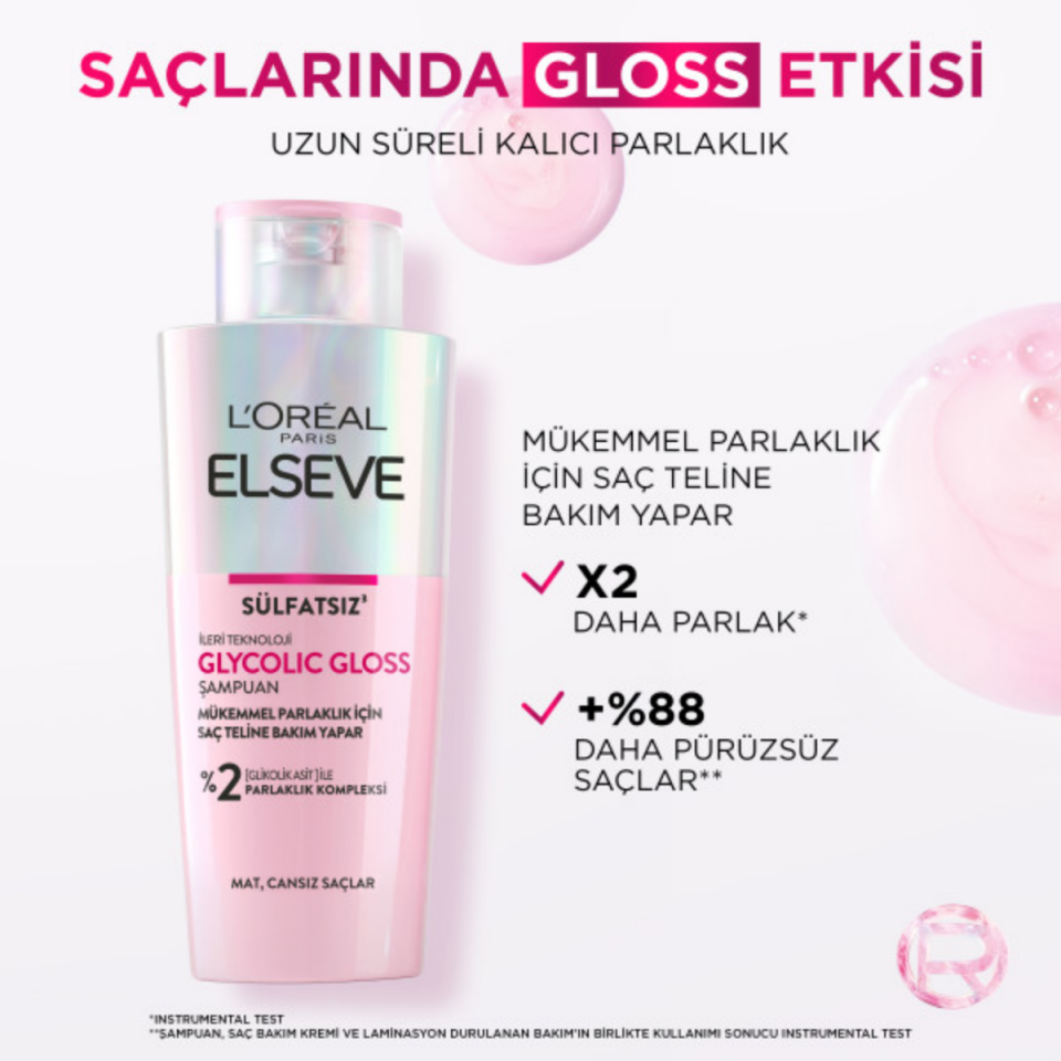 Loreal Paris Elseve Glycolic Gloss Mükemmel Parlaklık için Bakım Yapan Şampuan 200 Ml