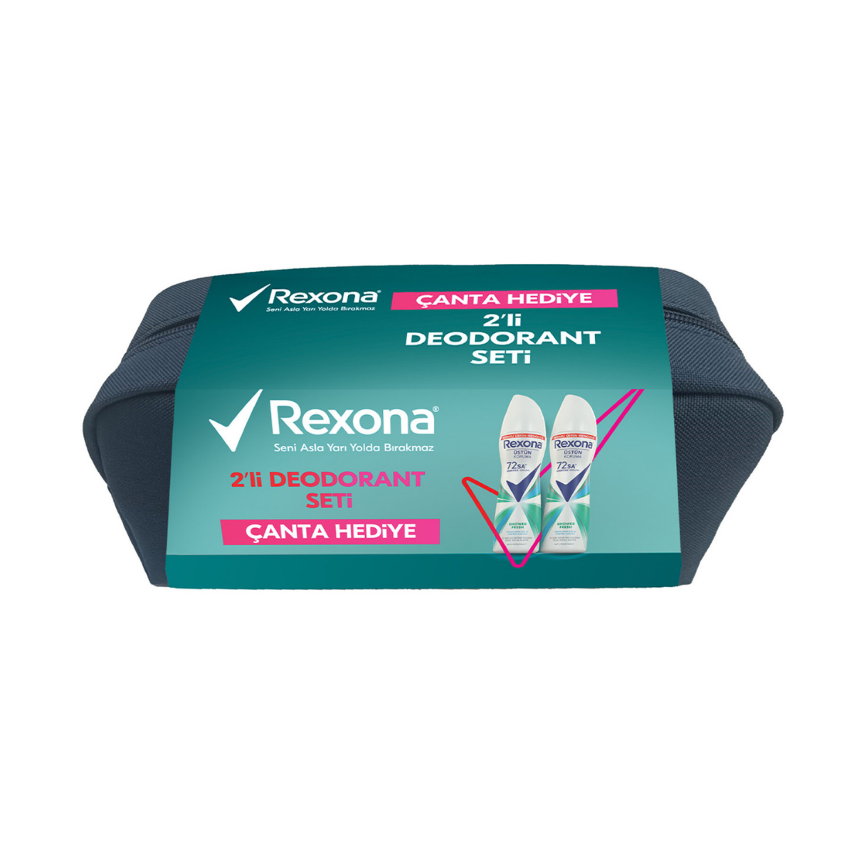 Rexona Shower Fresh Kadın Sprey Deodorant 2x150 ml + Çanta Seti