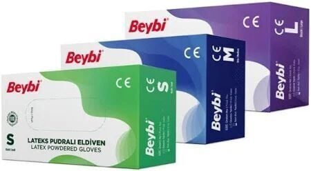 Beybi Lateks Pudralı Eldiven 100'lü 3'Lü Paket