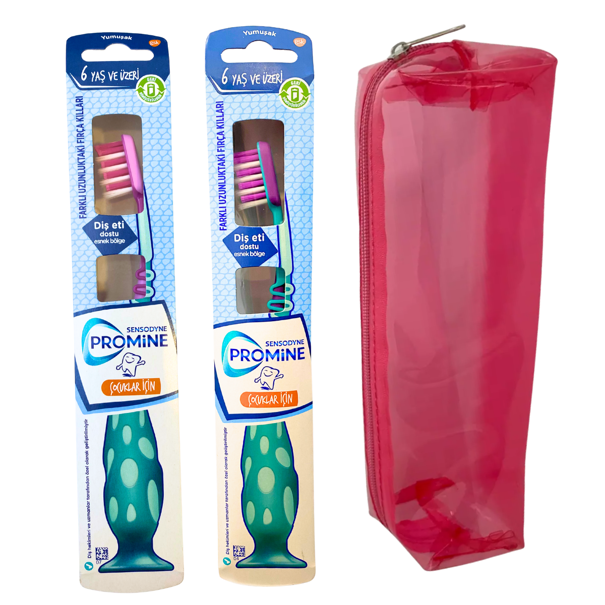 Sensodyne Promine Çocuk 6+ Yaş Diş Fırçası 2 adet (Pembe-Mor) + Çanta Hediyeli