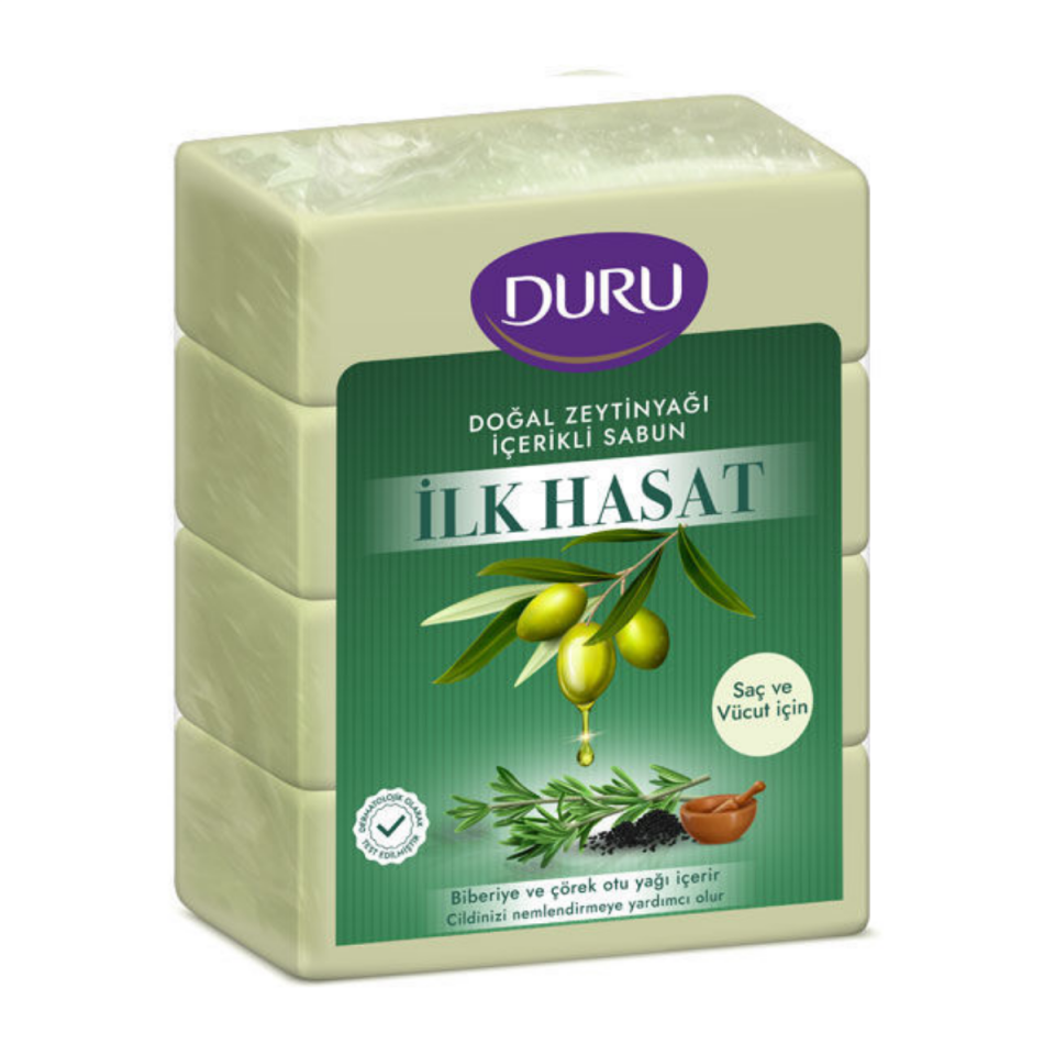 Duru İlk Hasat Doğal Zeytinyağı İçerikli Saç ve Vücut Sabunu  4x150 GR