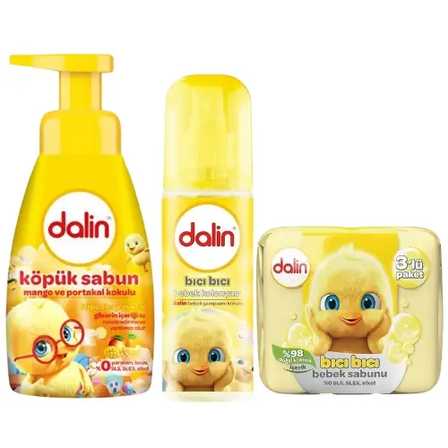 Dalin Bebek Kolonyası Bıcı Bıcı Klasik 150 ml+Dalin Bebe Sabun 3'lü +Dalin Köpük Sabun Mango&portakal 200ml