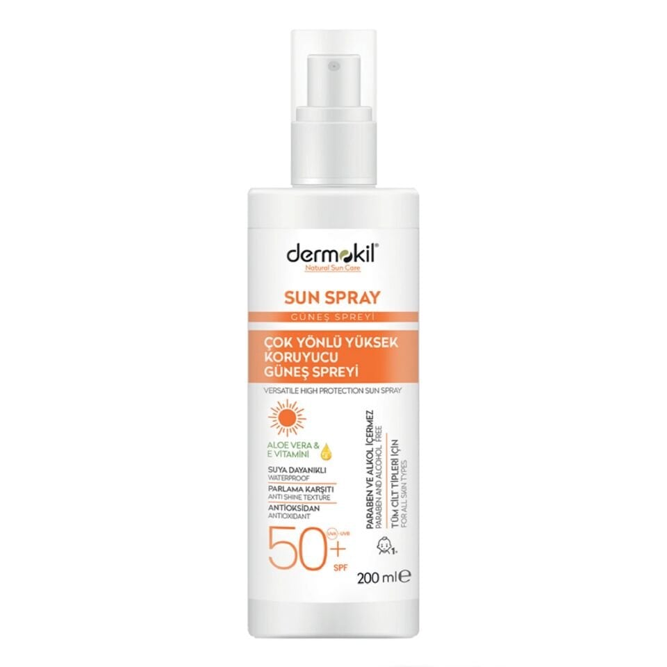 Dermokil Sun Sprey-Çok Yönlü Yüksek Koruyucu Güneş Spreyi 50 SPF 200 ml