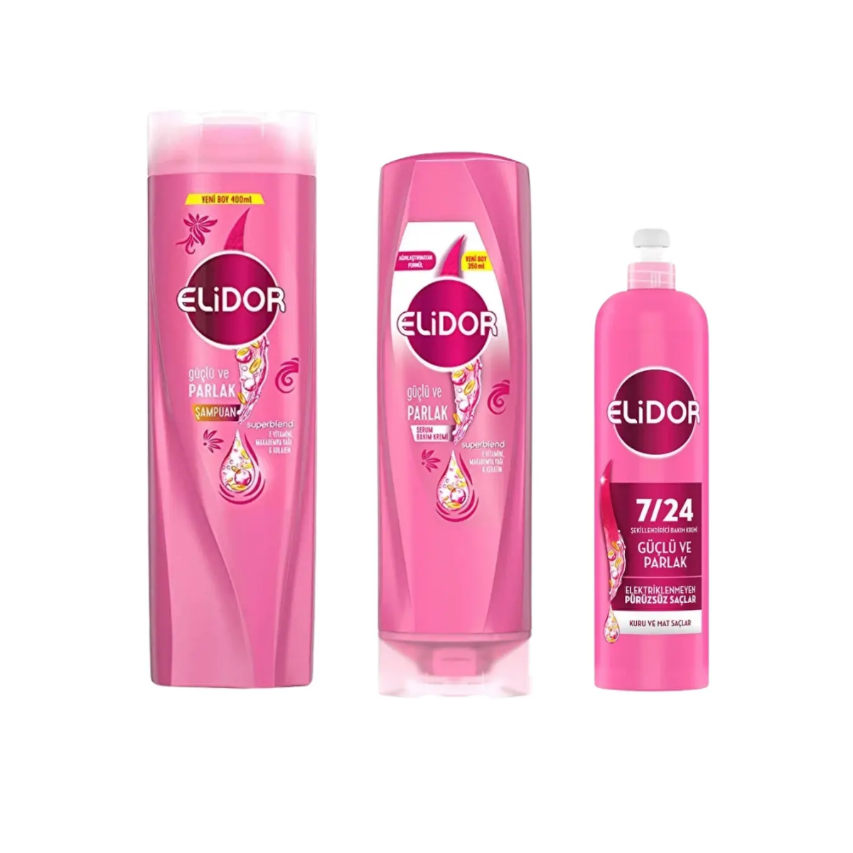 Elidor Superblend Güçlü ve Parlak - Kuru ve Mat Saçlar İçin 3'Lü Saç Bakım Seti