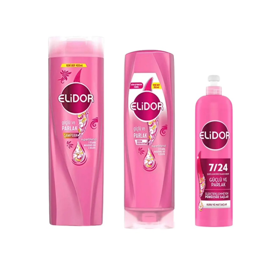 Elidor Superblend Güçlü ve Parlak - Kuru ve Mat Saçlar İçin 3'Lü Saç Bakım Seti