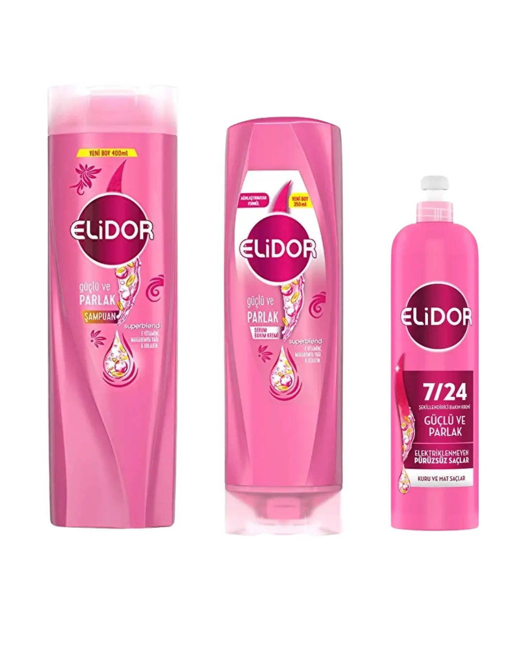 Elidor Superblend Güçlü ve Parlak - Kuru ve Mat Saçlar İçin 3'Lü Saç Bakım Seti