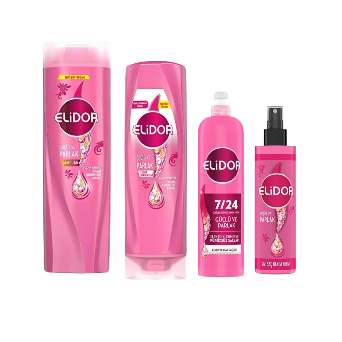 Elidor Superblend Güçlü ve Parlak - Kuru ve Mat Saçlar İçin 4'Lü Saç Bakım Seti