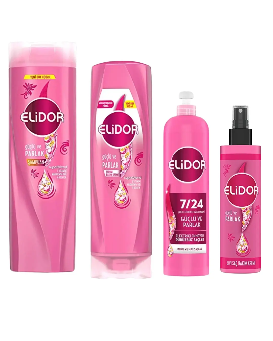 Elidor Superblend Güçlü ve Parlak - Kuru ve Mat Saçlar İçin 4'Lü Saç Bakım Seti