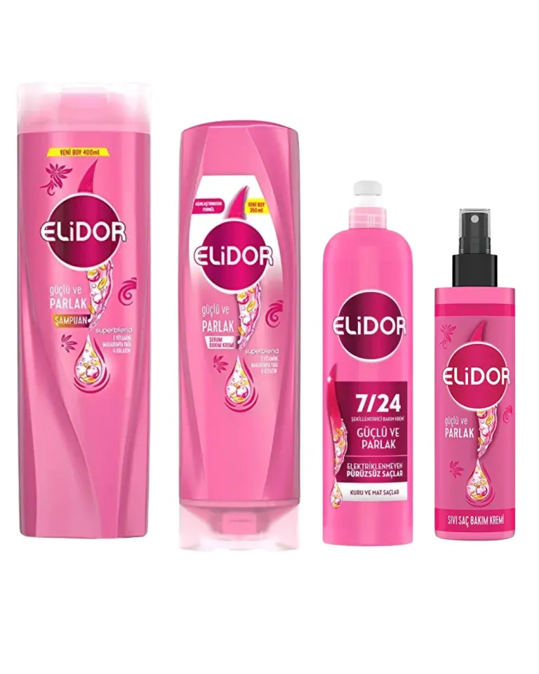 Elidor Superblend Güçlü ve Parlak - Kuru ve Mat Saçlar İçin 4'Lü Saç Bakım Seti