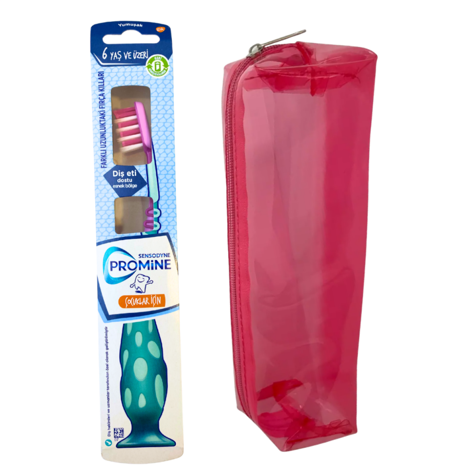 Sensodyne Promine Çocuk 6+ Yaş Diş Fırçası Pembe + Çanta Pembe