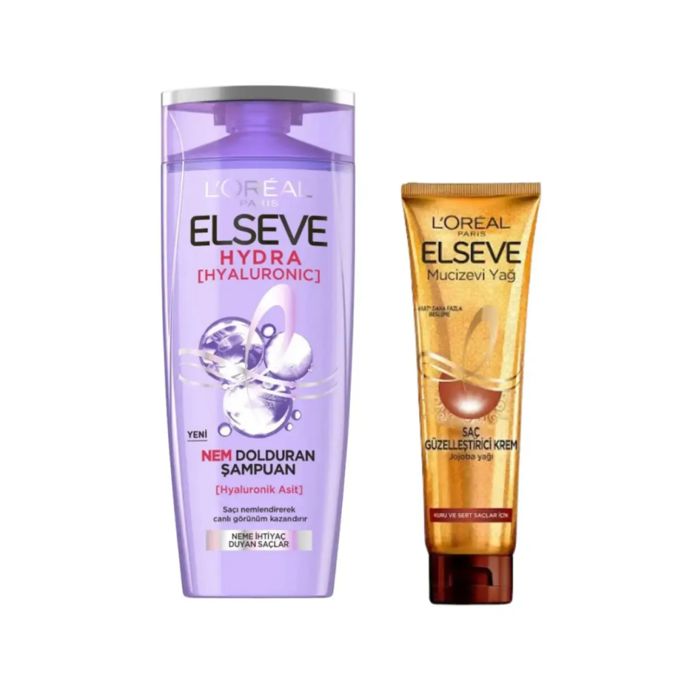 Elseve Hydra Şampuan + Mucizevi Yağ Saç Güzelleştirici Krem Seti - Kuru ve Sert Saçlar